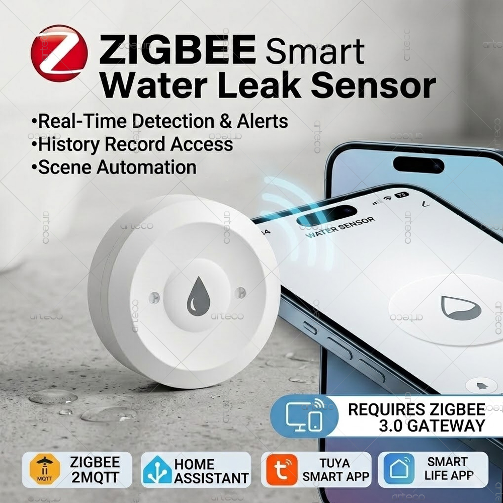 Home Assistant Tuya - Zigbee 水センサー漏れ検知器 漏水センサー アプリリモートモニター キッチン/バスルーム用 サポート