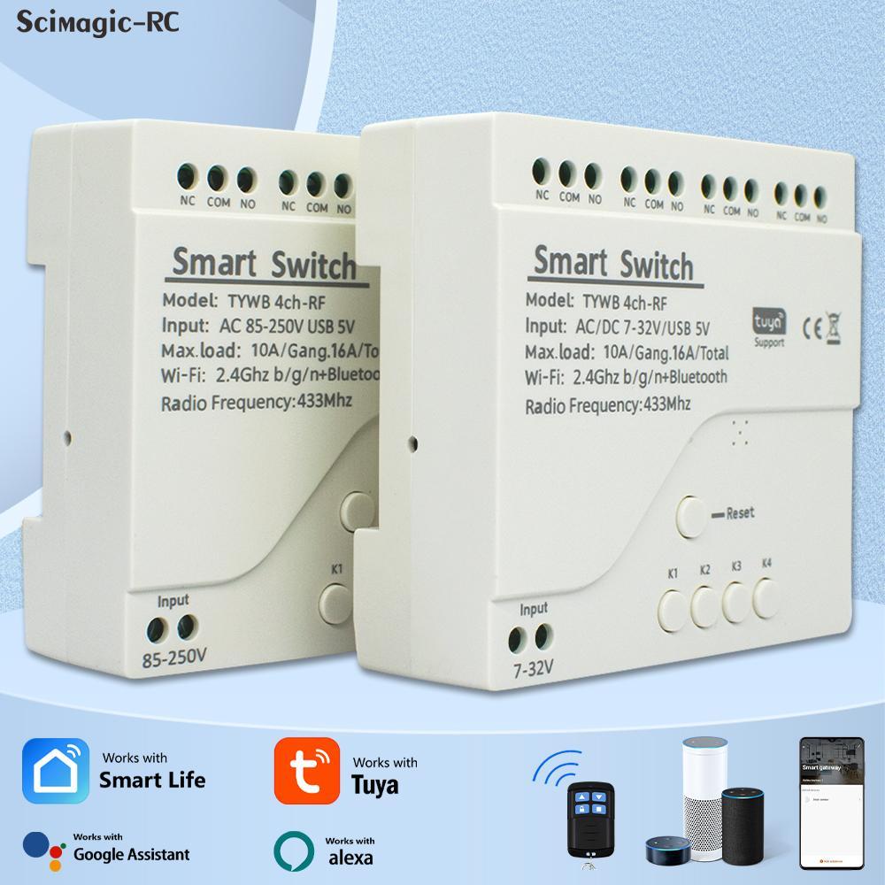 Sonoff Basic - Tuya-Wi-Fi付きスマートモーターモジュール,12v,24v,32v,220v,rf 433,ラジオリモコン,4チャンネル,alexa,Google Home用リレー