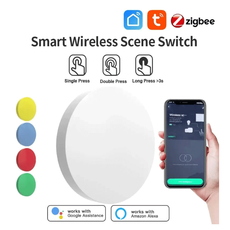 Home Assistant Tuya - Tuya ZigBee スマートワイヤレスボタンシーンスイッチスマートライフアプリリモコン Google Alexa 用待機音声アシスタントホームオフィス