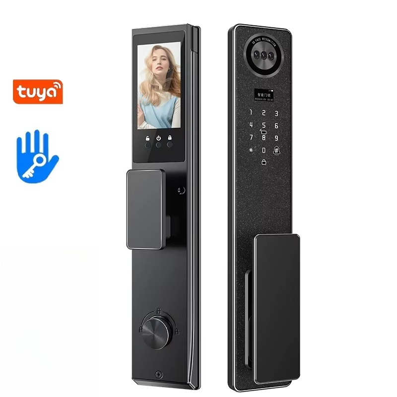 Tuya Smart - Tuya WiFi スマートドアロック、家庭用生体認証指紋ロック、キーパッドパスワード電子ロック、盗難防止フロントドアセキュリティロック