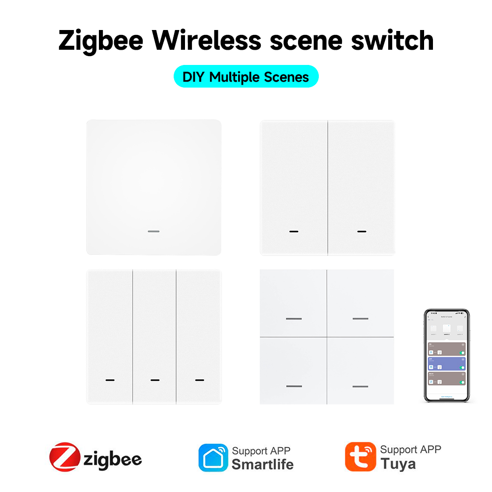 Sonoff Basic - Tuya ZigBee 3.0 スマートシーンスイッチワイヤレス無料ステッカー壁シーンスイッチプッシュボタンバッテリー駆動送信機 Alexa