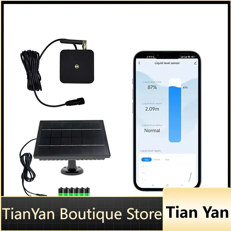 Tuya Smart - Tuya TLC2502-WF-S用EE1超音波水位センサー、ソーラーパネル付きスマートWi-Fiタンクレベル検出器（家庭用タンク向け）