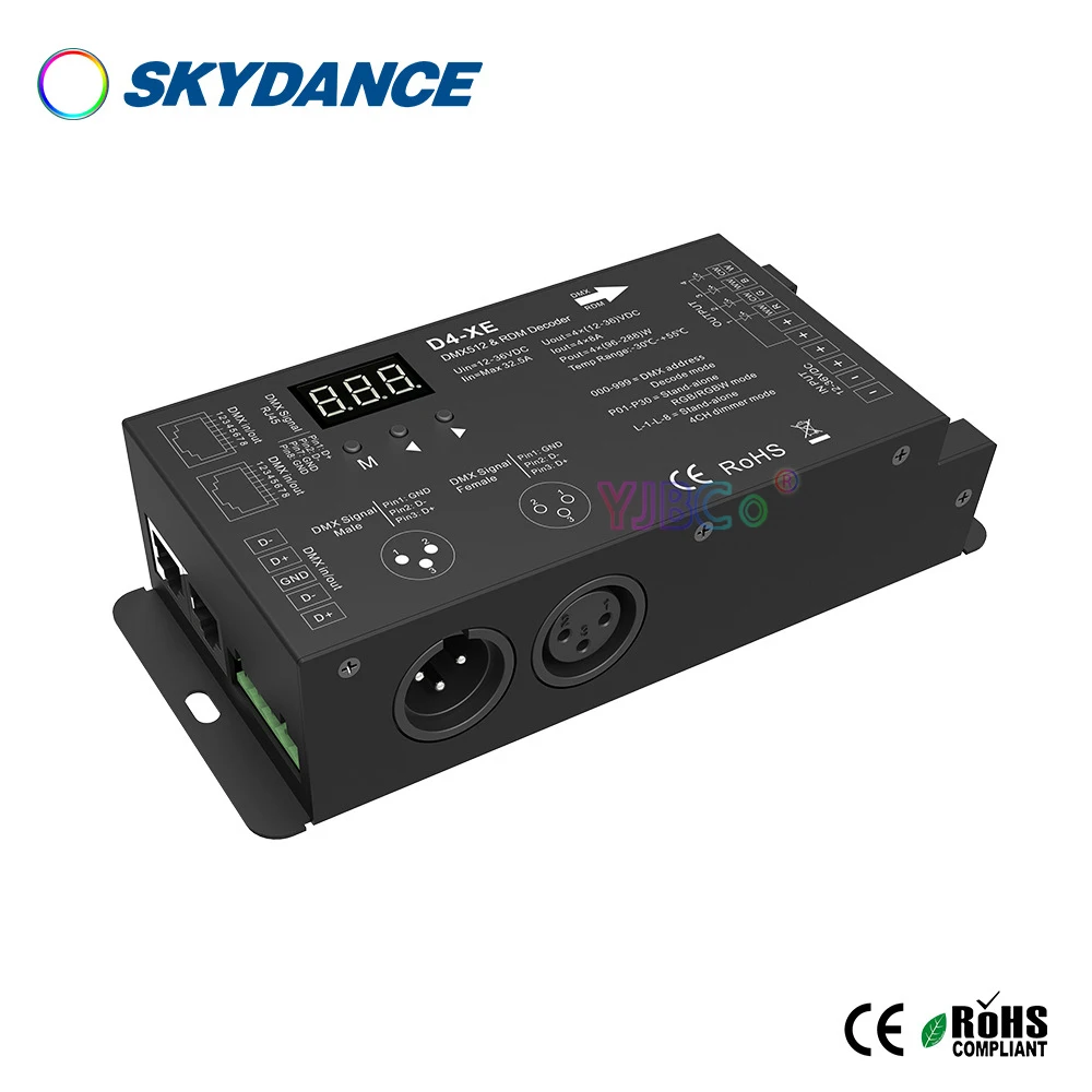 Tuya 4 Channel - Skydance D4-XE 4チャンネル定電圧DMX512 & RDMデコーダー Tuya