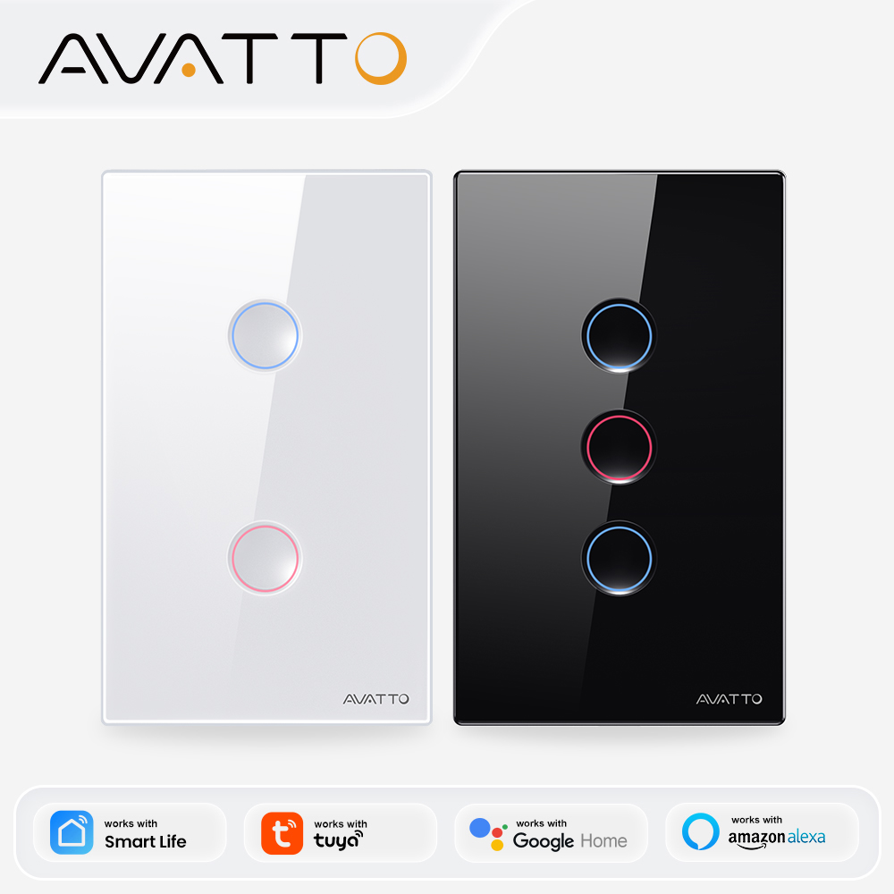 Smart Relay Tuya - AVATTO 1/2/3/4 ギャング ZigBee スマートライトスイッチ ワイヤレス壁タッチ溝付きボタンスイッチ