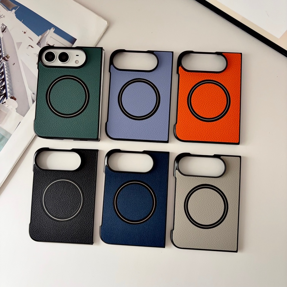 Shelly - iPhone Duo用、高級ライチ調PUレザー製、MagSafe対応、落下防止、折りたたみ式保護ケース。
