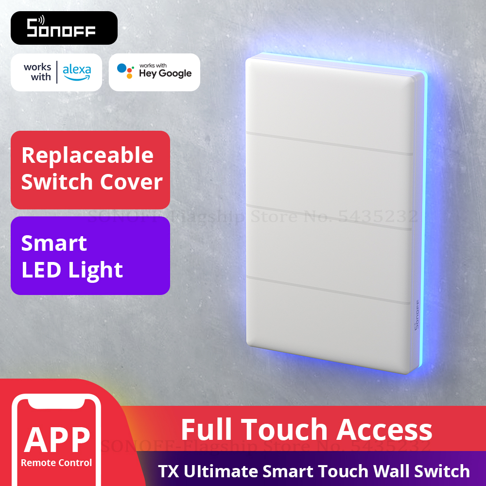Sonoff Mini R4 - スマートホームwifiライトスイッチ,1ギャングおよび2入力のウォールスイッチ,3および4ギャング,SONOFF-T5