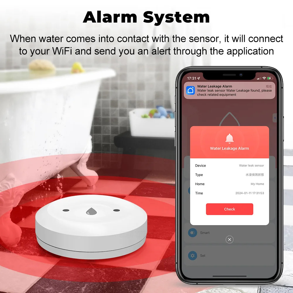 Tuya Zigbee スマート水漏れセンサー洪水検知器リモ - Home Assistant Tuya のレビューと価格