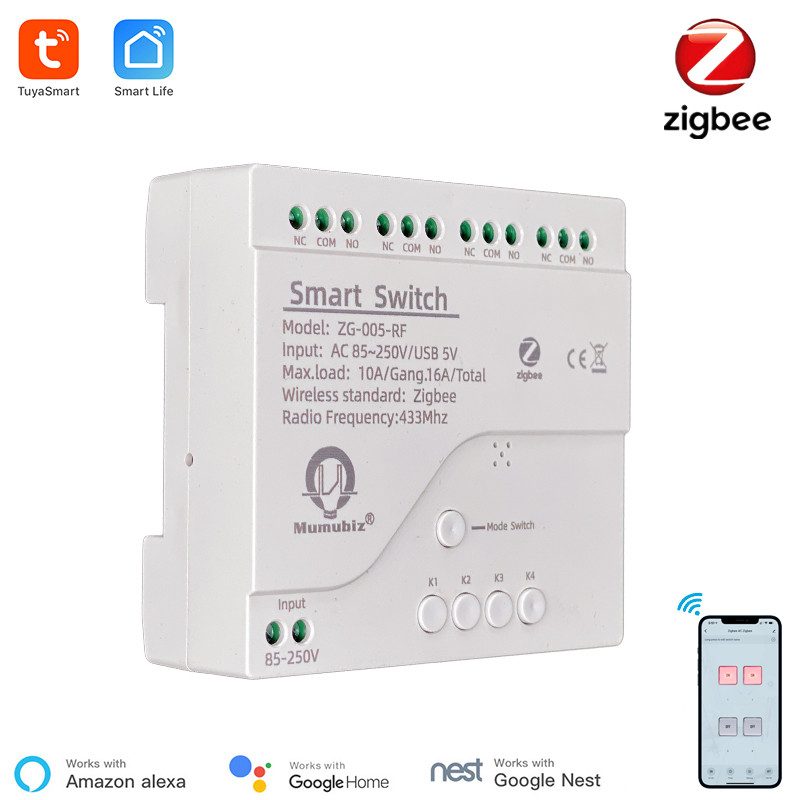 Tuya-接続されたZigbeeスイッチ,4チャンネル,レー - Tuya 4 Channel のレビューと価格