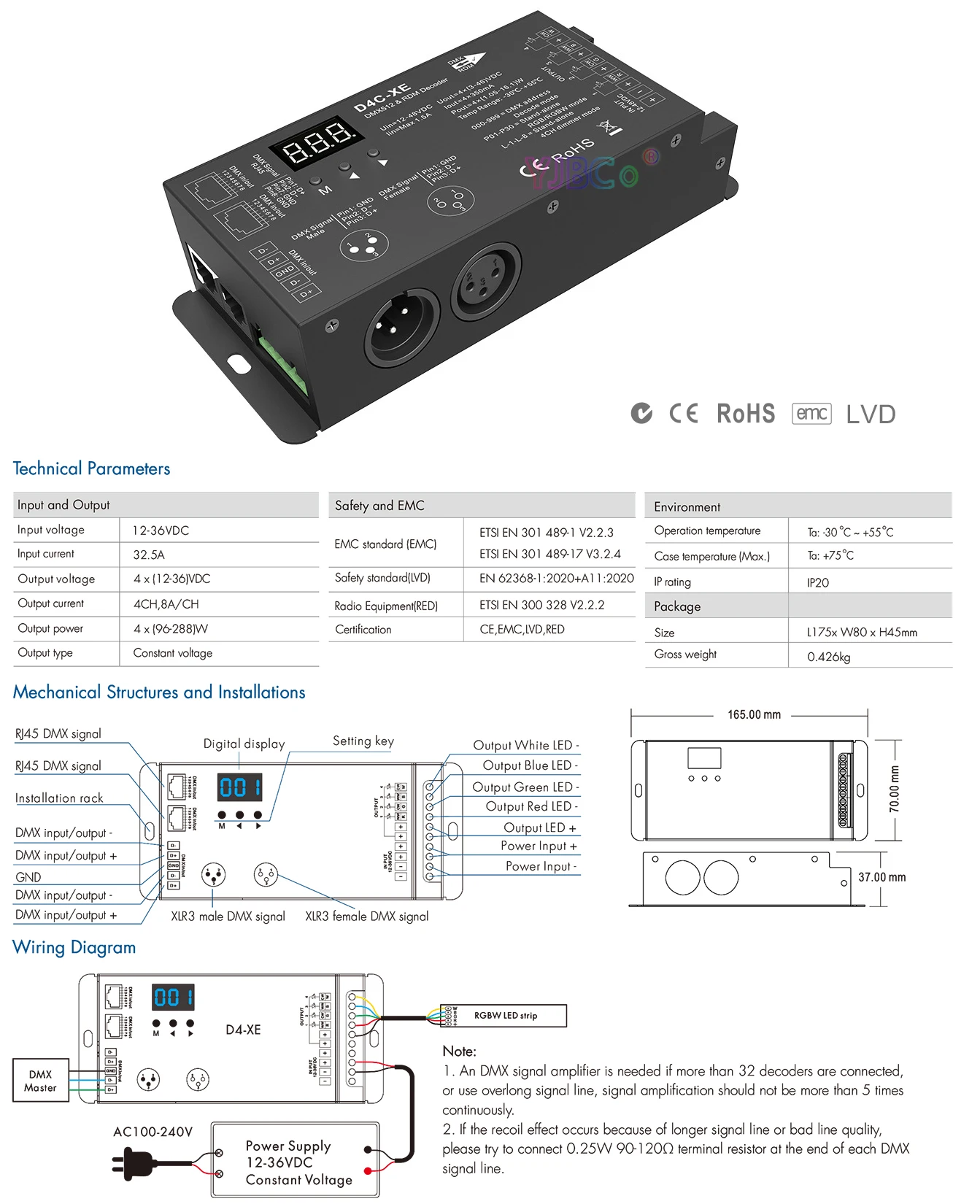 Skydance D4-XE 4チャンネル定電圧DMX512 - Tuya 4 Channel のレビューと価格