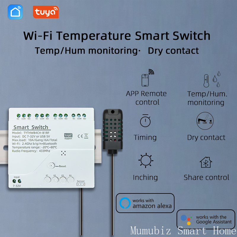 Tuya スマート 7-32V WiFi 4 チャンネルリレ - Tuya 4 Channel のレビューと価格