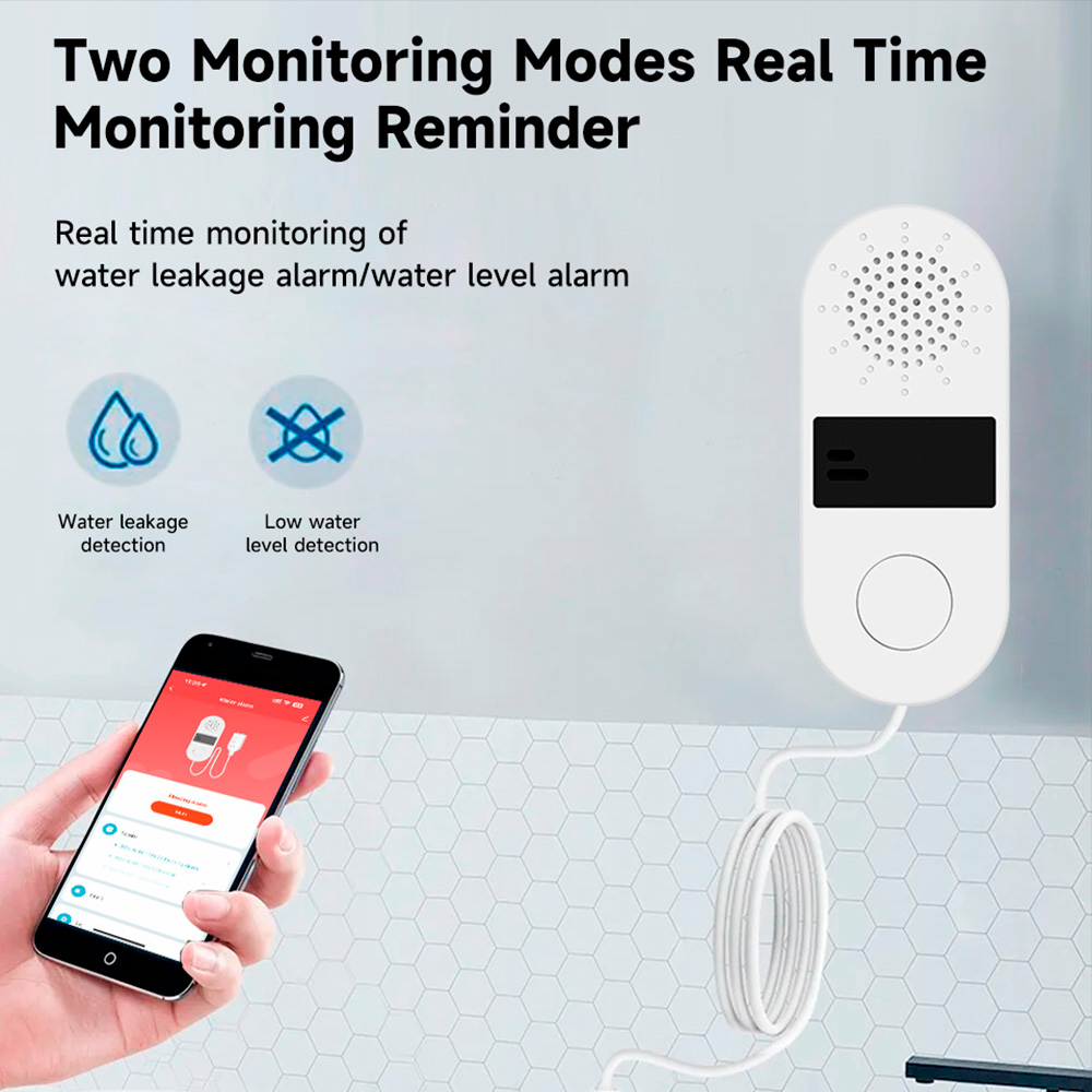 水漏れ検知器,Wi-Fi,Tuya,音声および光アラーム付き - Home Assistant Tuya のレビューと価格